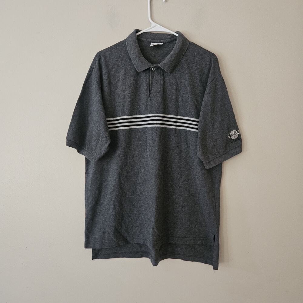 Hard Rock Cafe Polo Shirt Mens Size Large Gray